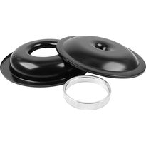 Air Cleaner Assembly, Lightweight, 14 in Round, Requires Element, 5-1/8 in Carb Flange, Drop Base, 1 in Spacer, Aluminum, Black Paint, Kit